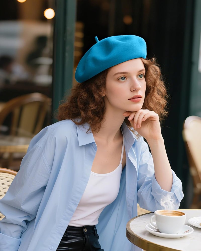 CKYPTFK Beret Hats for Women Holiday Wool French Style-Black/Red Church Hat-Clueless Outfit & Men's Beret - Image 5